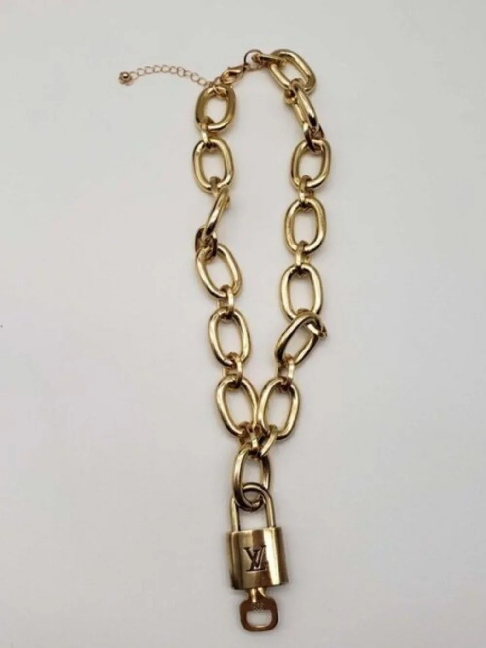 Gold-Plated Necklace with Authentic Louis Vuitton Padlock